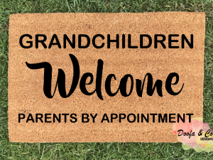 Doormat - grandchildren welcome parents by appointment