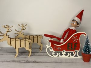 Elf Reindeer Santa Sleigh prop kit | Painted Sleigh | Elf on the Shelf | Christmas Decoration