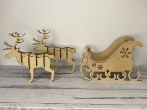 Elf Reindeer Santa Sleigh prop kit | Raw | Unpainted | Elf on the Shelf | Christmas Decoration