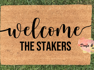 Doormat - welcome, the custom surname