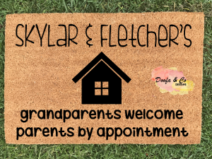 Doormat - childrens cubby house grandparents welcome parents by appointment