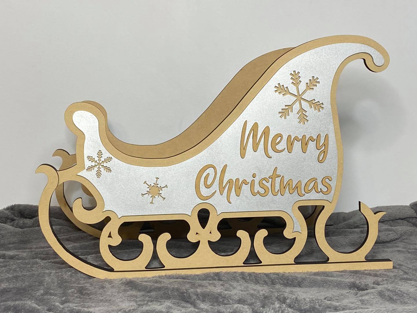 Elf Reindeer Santa Sleigh prop kit Painted Sleigh Elf on the Shelf Christmas Decoration