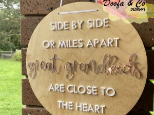 Side by side or miles apart Wooden Plaque | 40cm | Custom | Personalised