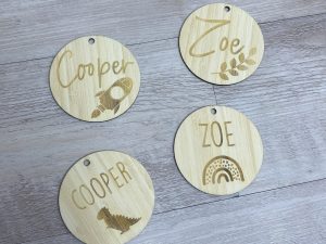 Circle Bamboo Bag Tag Engraved | Back to School | Keyring | Keepsake | Personalised | Custom