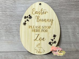 Easter Bunny Please Stop Here sign | tag | door hanger | custom | personalised