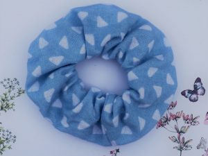 Scrunchie - Blue & White Triangles