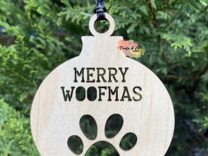 Merry Woofmas | Wooden Bauble | Christmas Ornament | Christmas Decoration