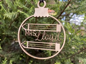 Educator Name in Pencils | Wooden Bauble | Christmas Ornament | Christmas Decoration | Custom | Personalised