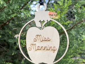 Educator Name on apple | Wooden Bauble | Christmas Ornament | Christmas Decoration | Custom | Personalised