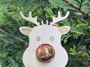 Reindeer Lindt Ball Holder Ornament | Wooden Bauble | Christmas Decoration | Custom | Personalised